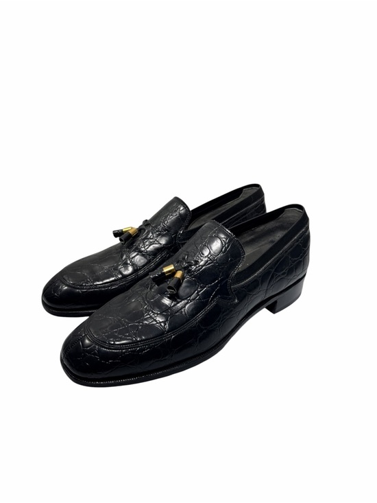 Vtg Nettleton Men’s Size 9.5  Black Alligator/Croc Gold Tassel USA Loafer Shoes main image 5